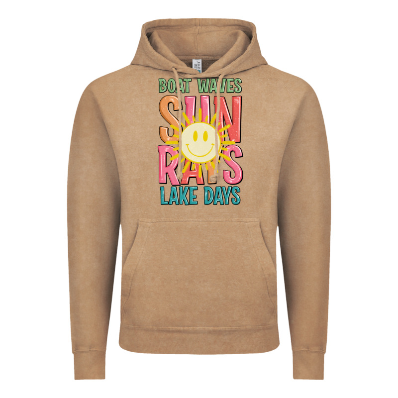 Boat Waves Sun Rays Lake Days Vintage Hoodie by JahusDesignShop | Teevron
