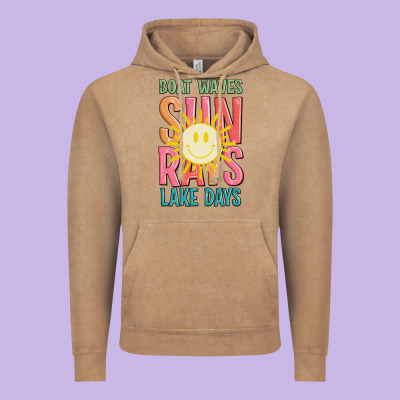 Boat Waves Sun Rays Lake Days Vintage Hoodie Designed By Jahusdesignshop