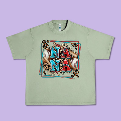 Baseball Nana With Leopard Urban Heavy Tee Designed By Zillion Design Studio
