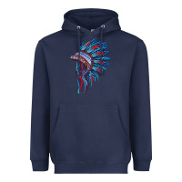 Navy indian headdress with american flag Heavyweight Hoodie - BarkalooDesign