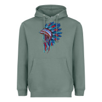 Sage indian headdress with american flag Heavyweight Hoodie - BarkalooDesign