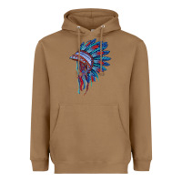 Toasted Coconut indian headdress with american flag Heavyweight Hoodie - BarkalooDesign