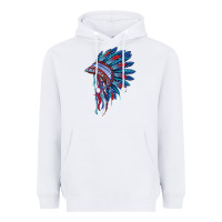 White indian headdress with american flag Heavyweight Hoodie - BarkalooDesign