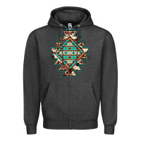 Charcoal Heather cowhide leopard gemstone aztec Zipper Hoodie - JahusDesignShop