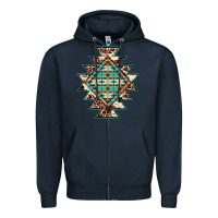 Navy cowhide leopard gemstone aztec Zipper Hoodie - JahusDesignShop