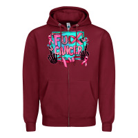 Burgundy fuck cancer Zipper Hoodie - AdoDesignShop