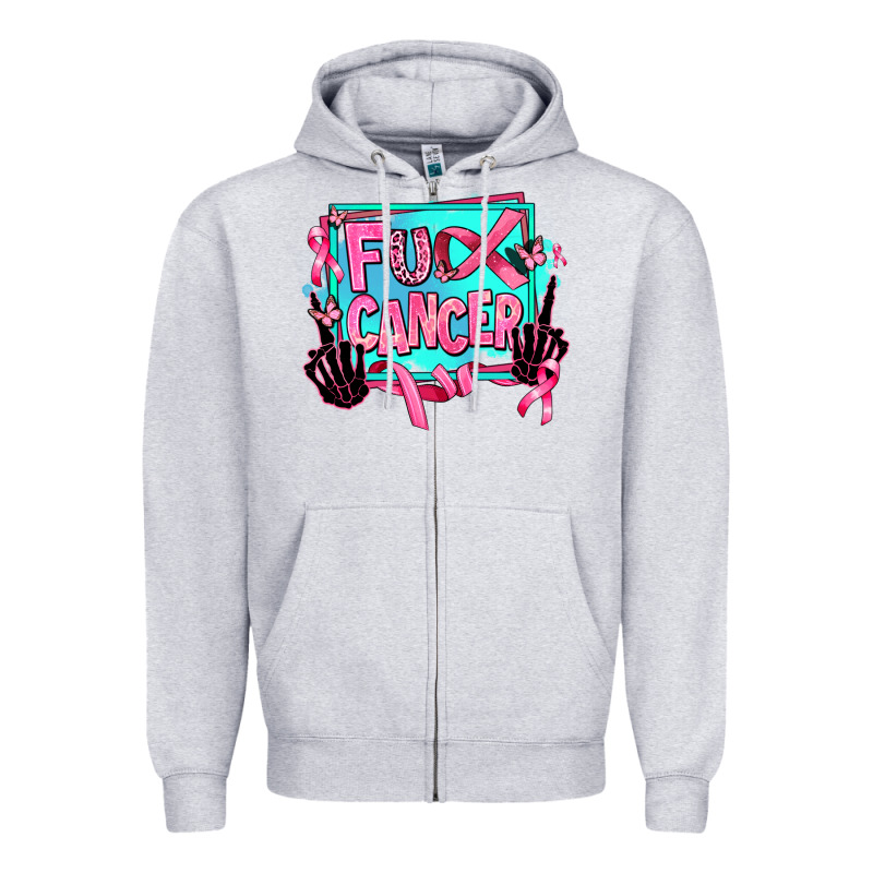 Fuck Cancer Zipper Hoodie by AdoDesignShop | Teevron