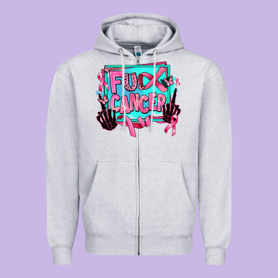 Fuck Cancer Zipper Hoodie Designed By Adodesignshop