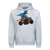 Heather Grey monster truck and  t rex dinosaur Urban Hoodie - Artiststas