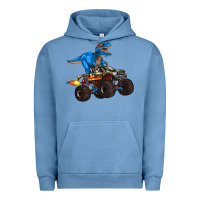 Pigment Pebble Blue monster truck and  t rex dinosaur Urban Hoodie - Artiststas