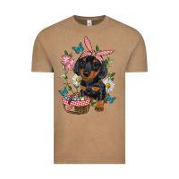 Vintage Coffee easter dachshund Vintage Tee - RanaPortraitStore