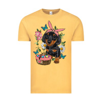 Vintage Mustard easter dachshund Vintage Tee - RanaPortraitStore