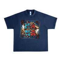 Navy baseball mama with leopard Urban Heavy Tee - Zillion Design Studio