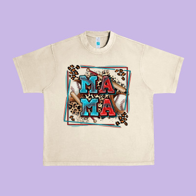 Baseball Mama With Leopard Urban Heavy Tee Designed By Zillion Design Studio