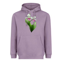 Lavender Pink And White Lady's Slipper Flower Illustrations Heavyweight Hoodie - LillyAllenDesigns