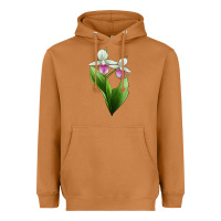 Meerkat Pink And White Lady's Slipper Flower Illustrations Heavyweight Hoodie - LillyAllenDesigns
