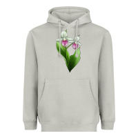 Moon Dust Pink And White Lady's Slipper Flower Illustrations Heavyweight Hoodie - LillyAllenDesigns
