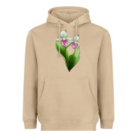 Mushroom Pink And White Lady's Slipper Flower Illustrations Heavyweight Hoodie - LillyAllenDesigns