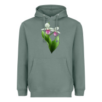 Sage Pink And White Lady's Slipper Flower Illustrations Heavyweight Hoodie - LillyAllenDesigns