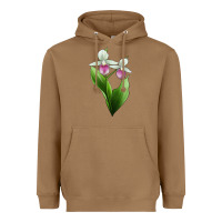 Pink And White Lady's Slipper Flower Illustrations Heavyweight Hoodie | Teevron