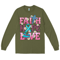 Army Green faith hope love  cross and ribbon Long Sleeve Tee - HRA Design Shop