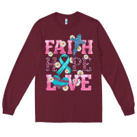 Burgundy faith hope love  cross and ribbon Long Sleeve Tee - HRA Design Shop