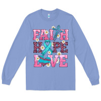 Colony Blue faith hope love  cross and ribbon Long Sleeve Tee - HRA Design Shop