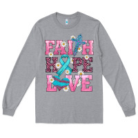 Heather Grey faith hope love  cross and ribbon Long Sleeve Tee - HRA Design Shop