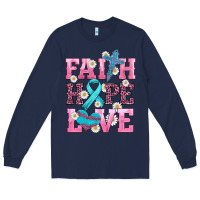 Navy faith hope love  cross and ribbon Long Sleeve Tee - HRA Design Shop