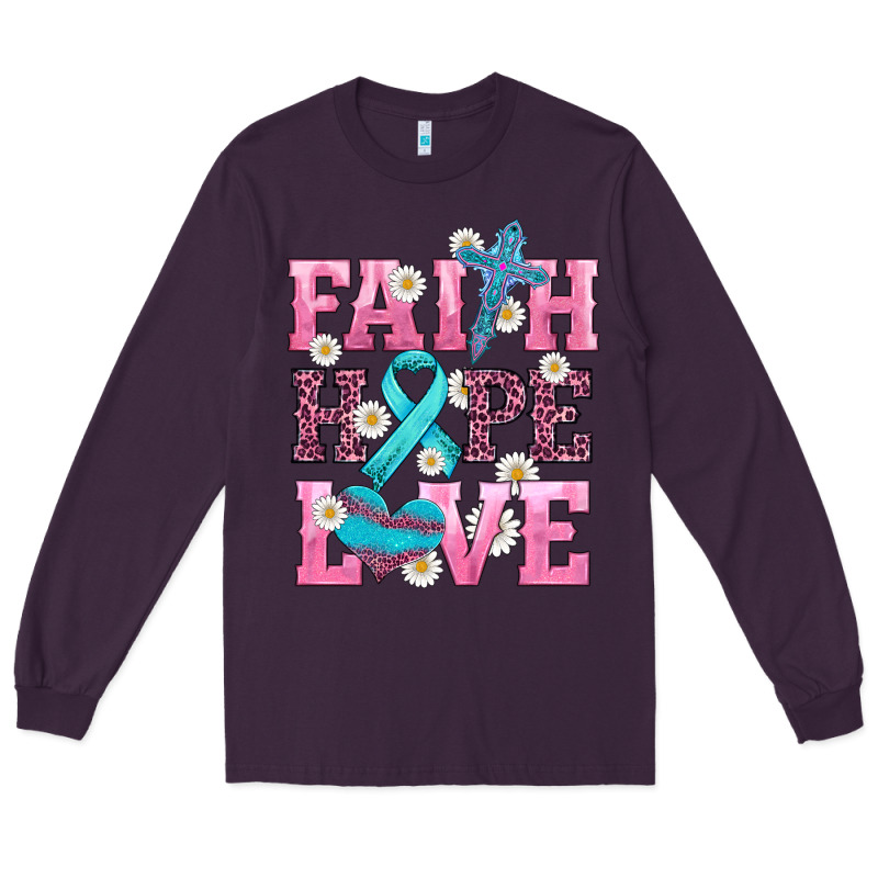 Faith Hope Love  Cross And Ribbon Long Sleeve Tee by HRA Design Shop | Teevron
