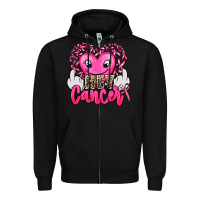 Black hey cancer with middle fingers Zipper Hoodie - AdoDesignShop