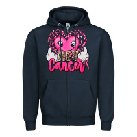 Navy hey cancer with middle fingers Zipper Hoodie - AdoDesignShop