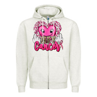 Oatmeal Heather hey cancer with middle fingers Zipper Hoodie - AdoDesignShop
