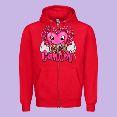 Hey Cancer With Middle Fingers Zipper Hoodie Designed By Adodesignshop