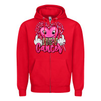 Red hey cancer with middle fingers Zipper Hoodie - AdoDesignShop