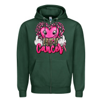 Sports Green hey cancer with middle fingers Zipper Hoodie - AdoDesignShop