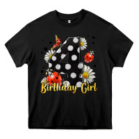 Black ladybug birthday girl age 4 Heavy Core Tee - LillyAllenDesigns