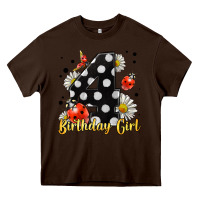 Chocolate Brown ladybug birthday girl age 4 Heavy Core Tee - LillyAllenDesigns