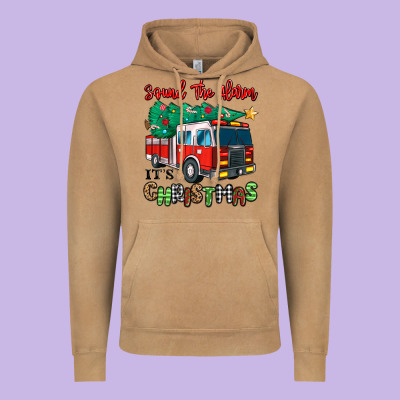 Vintage Hoodie sound the alarm its christmas fire truck