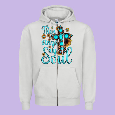 Then Sings My Soul Cross Zipper Hoodie Designed By Jahusdesignshop