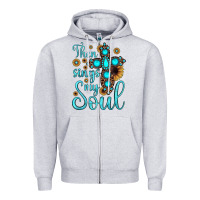 Heather Grey then sings my soul cross Zipper Hoodie - JahusDesignShop