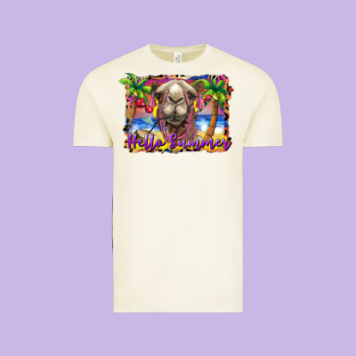 Hello Summer Camel At The Beach Vintage Tee Designed By Barkaloodesign