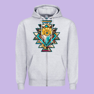 Cowhide Leopard Bull Skull Aztec Zipper Hoodie Designed By Jahusdesignshop