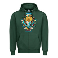 Sports Green cowhide leopard bull skull aztec Zipper Hoodie - JahusDesignShop