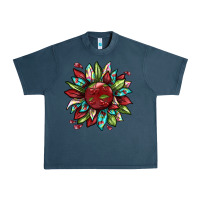 Midnight Navy Cherry sunflower Urban Heavy Tee - texasbilliewilder