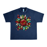 Navy Cherry sunflower Urban Heavy Tee - texasbilliewilder