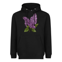Black Purple Lilac Flower Illustrations Heavyweight Hoodie - LillyAllenDesigns