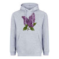 Heather Grey Purple Lilac Flower Illustrations Heavyweight Hoodie - LillyAllenDesigns