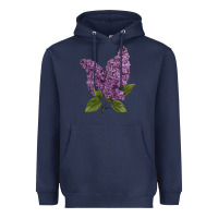 Navy Purple Lilac Flower Illustrations Heavyweight Hoodie - LillyAllenDesigns