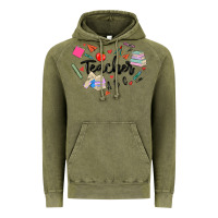 Vintage Olive teacher heart Vintage Hoodie - MaliasSmallBusiness